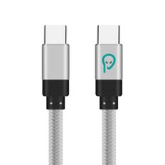 Cablu SPACER USB tip C la USB tip C, 100 cm, gri, model premium - material impletit (5949046610994)